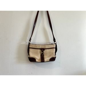 Etienne Aigner Woven Straw and Leather Purse Crossbody